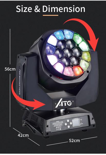 19x15w RGBW 4in1 Bee Eye KTV Nightclub Moving Head Disco Stage Light DJ Bar Party Disco WiFi Remote House Dyeing Light