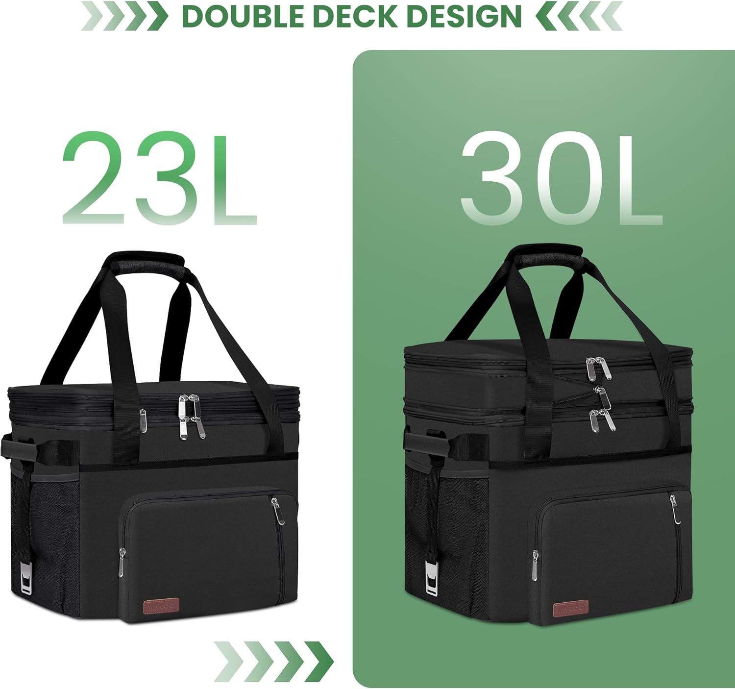 Cooler Bag Double Deck - 60 Can Leakproof Insulated Portable Soft Lunch Cooler, Extra Large Expandable Ice Chest Cooler for Beach, Picnic, Camping, Shopping
