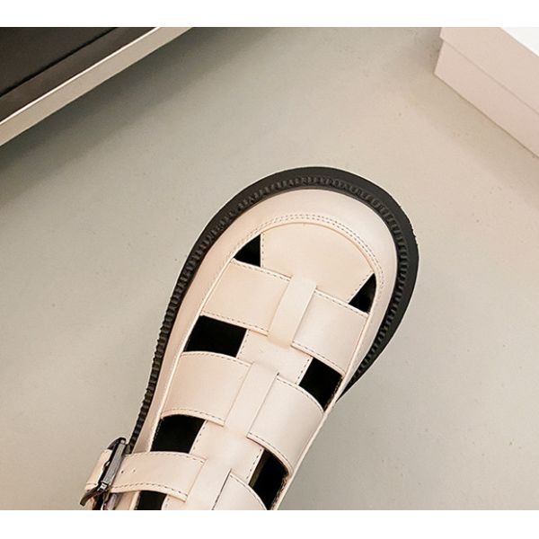 Roman Style Kids School Shoes Pigskin Inner Rubber Sole Campus Sandals With Buckle