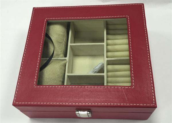 Vintage Printed Luxury Wooden Jewelry Box Case With Glass Top Recyclable
