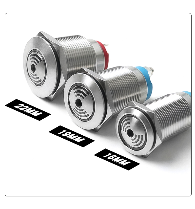 16/19/22mm Metal Buzzer Sound Flash Alarm Stainless Steel 12v-24v High Decibel Interrupt