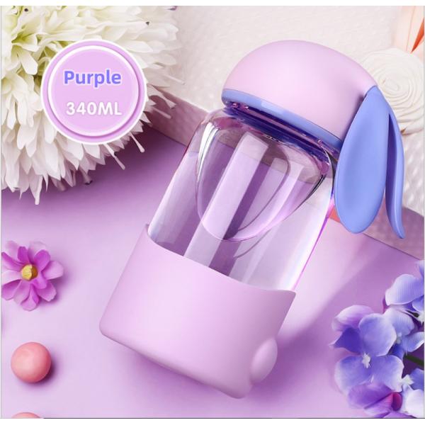 Water Glass Cup with Creative Cartoon Rabbit Design and Portable Leakproof Sealed Design