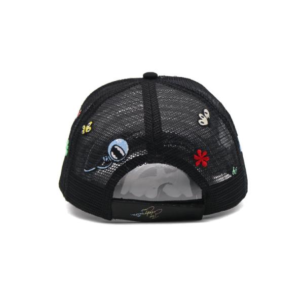 Custom 5 Panel Trucker Cap 3d Puff Embroidery Patch Logo Mesh Snap Back Truck Cap