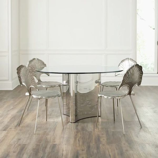 Wiltshire Round Table with Tempered Glass and Stainless Steel Base Modern Design for Hotel Dining Application