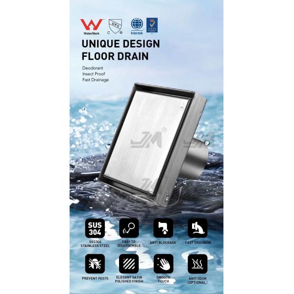 Flat Cover Shower Floor Drain SUS304 Material For Bathrooms Kitchens Garages