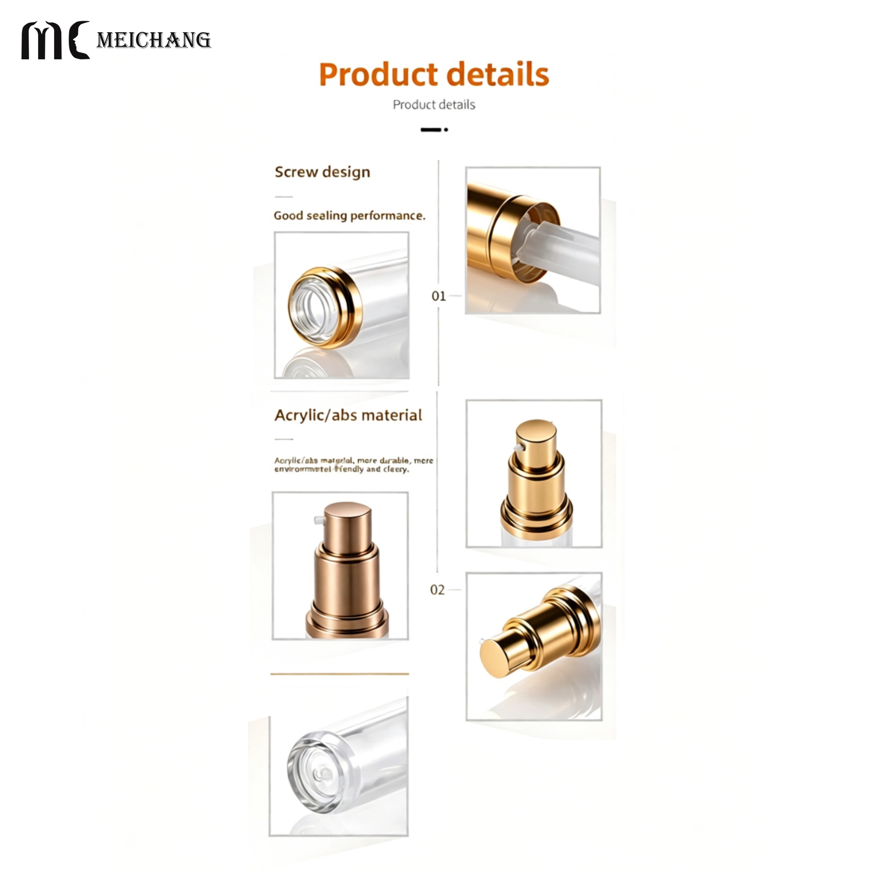 10ml/15ml/20ml Acrylic Dry Powder Spray Bottle with Screw Cap for Cosmetic Packaging (MC-1508)