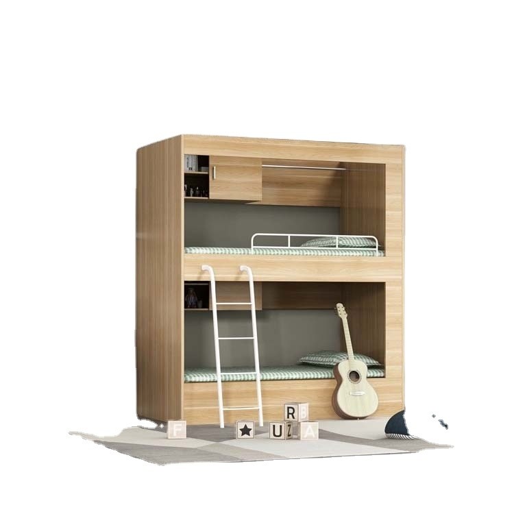 Walnut Double Deck Solid Wood Loft Bed KD Structure for Customized Customer's Request