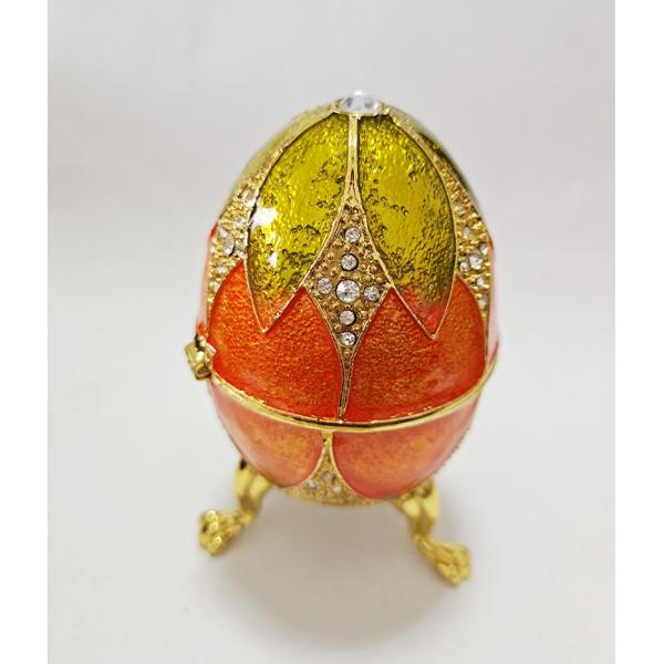 Luxury Faberge Easter Eggs Elegant Enamel jewlery box Crystal Egg Trinket box Jewelry Box Holder Easter Egg Collectible