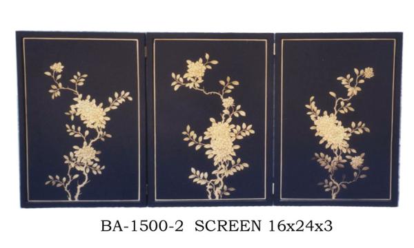 Rectangle Soild Wood Decorative Folding Screens Room Divider Black Background Gilding