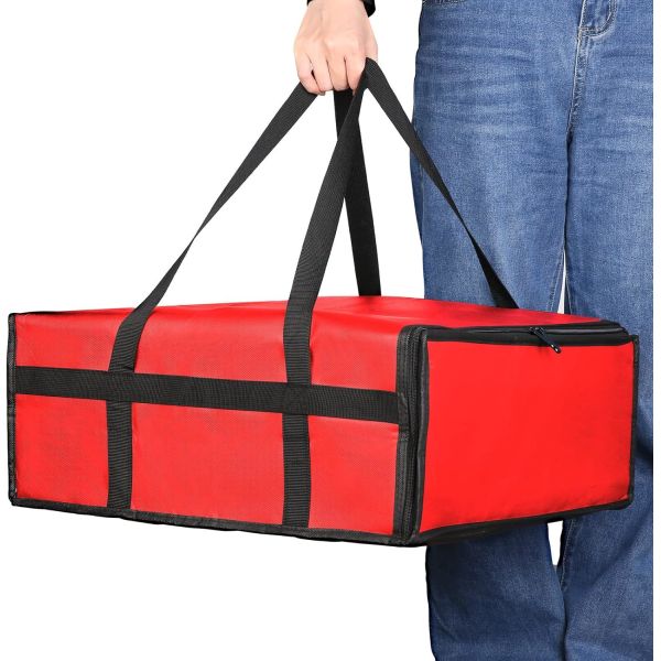 Reusable Hot Food Delivery Grocery Bag Insulated Food Thermal Pizza Shopping Bag Insulated Cooler Tote Bag Insulated Square Cooler with Logo Fresh Pizza Food Delivery Handle Wholesale Wine Cooler Bag