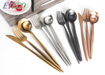 Eco-friendly Black And Rose Gold Utensils , Kitchen Cutlery Set Mirror Polish