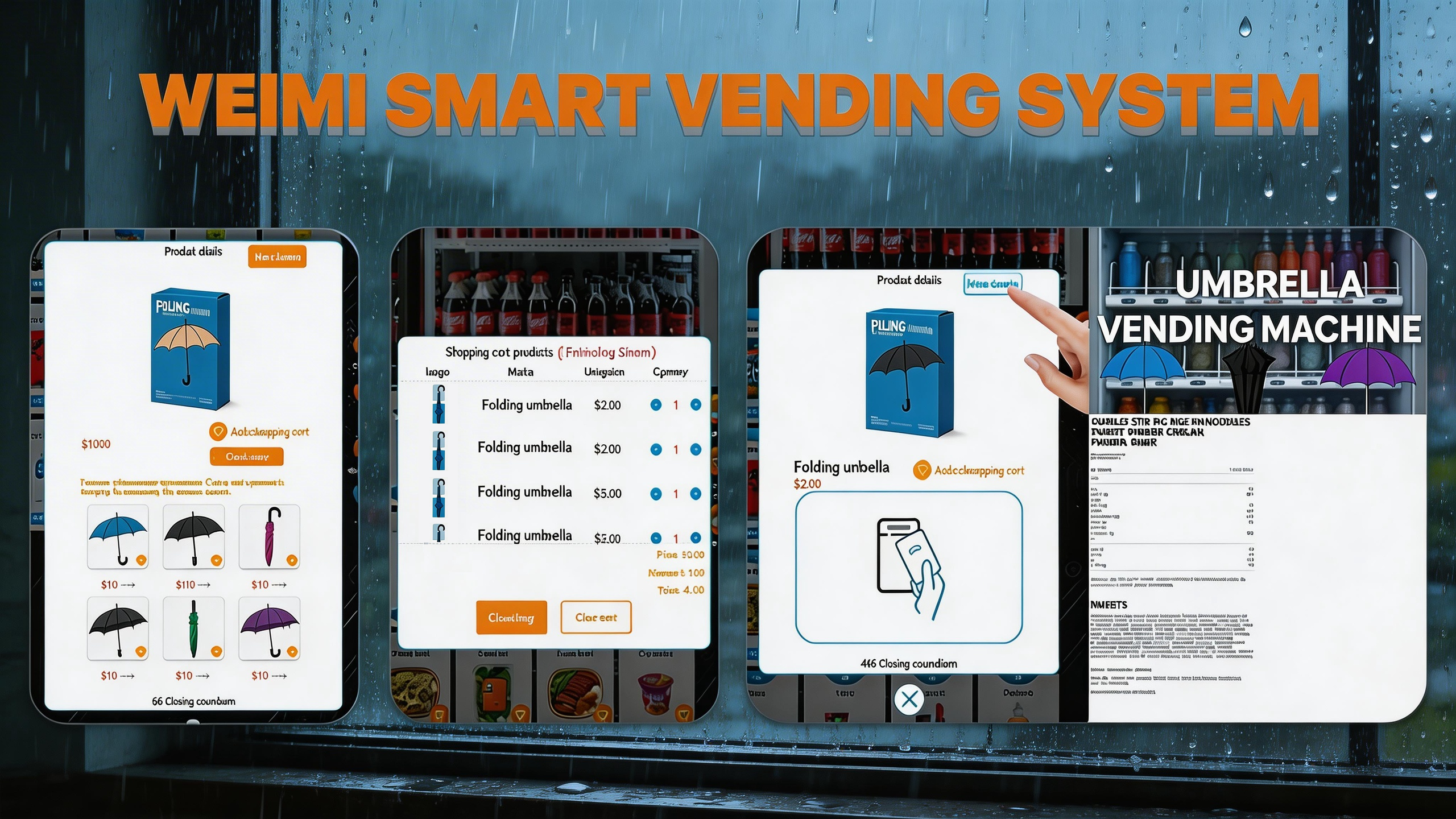 Outdoor Smart Umbrella Vending Machine for Rain Gear Sales Waterproof Design HD Display Cashless Payment System 24/7 Operation
