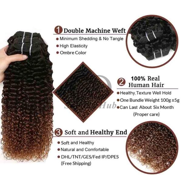 #T1B/4/30 Kinky Curly Remy Human Hair Bundles Sew In Weave Bundles Brazilian Bundle Deals