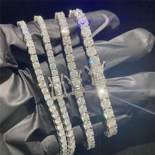 Colar 925 Sterling Silve VVS Diamond Tennis Necklace do tênis de Hip Hop Moissanite
