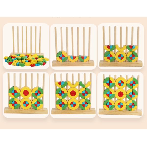 Juguete Interativo Montessori Educativo Preescolar BPA Grátis Rattles Teether 3D Anéis de Bloqueio de Arco-íris de Madeira