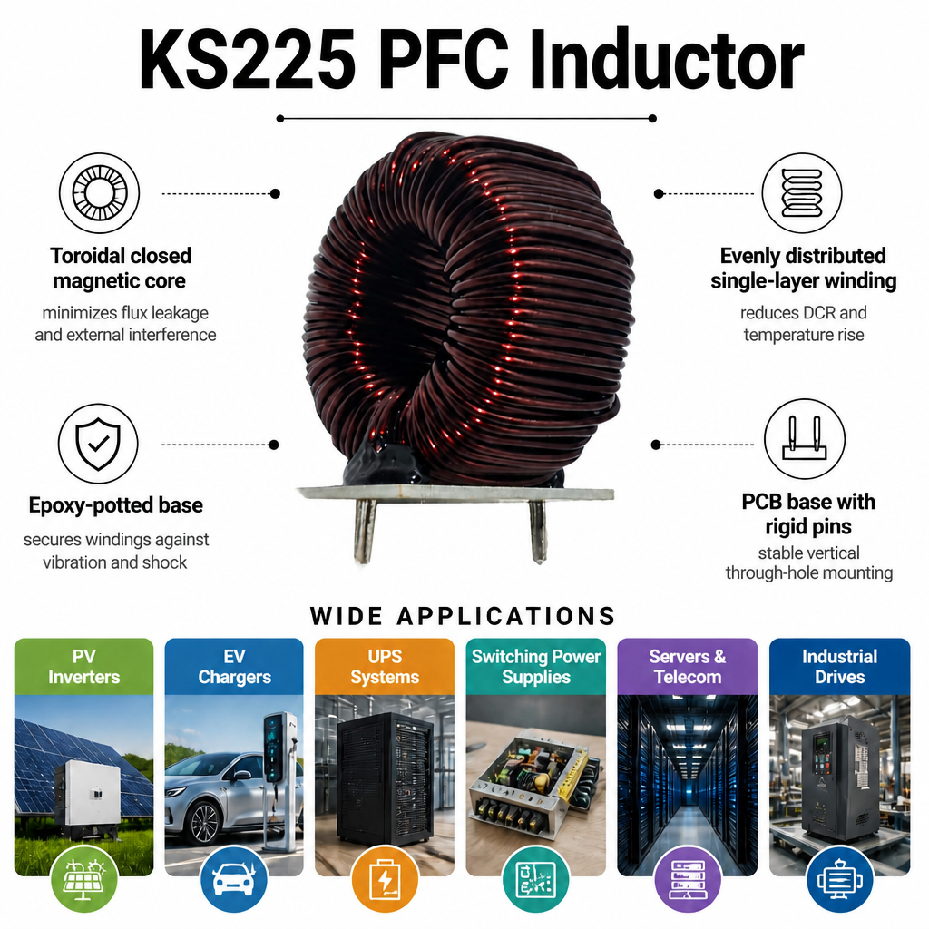 High Power Stable KS225 Toroidal Inductor for Reliable Industrial Energy Storage