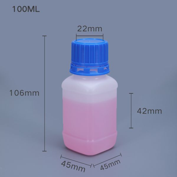 100ml Square Plastic Laboratory Polylab Reagent Bottle For Scientific Experiment ODM