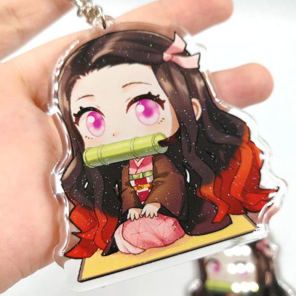 Clear Customized Double-Sided Glitter Eco-friendly Plastic Cute Anime Acrylic Key Chains