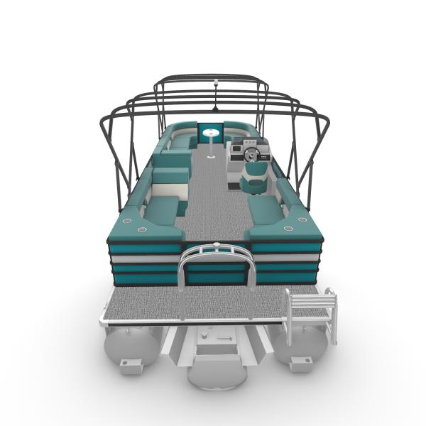27FT Sport Pontoon Boat with 8.2m Length Four Side Sofa and Blue Interior for Family Leisure