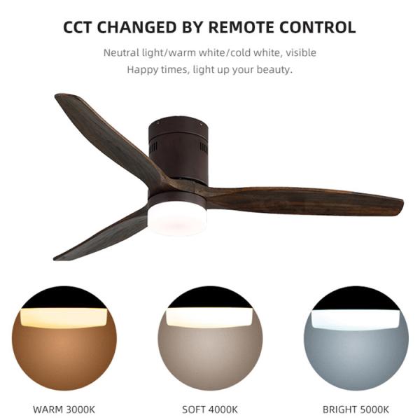 European Style Loft 3000-5000K real Wood Ceiling Fan Light 90lm/w noiseless