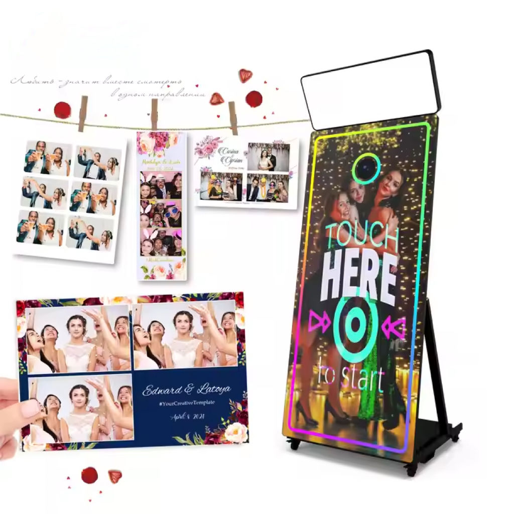 CH Mirror Touch Display Photo on Wheels With Camera Hassle-Free Relocation  Photo Booth Machine
