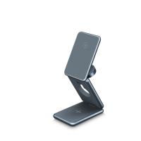 Corps en alliage d'aluminium 3 en 1 tout métal Portable téléphones téléphoniques pliables magnétiques écouteurs montres chargeur sans fil 15w
