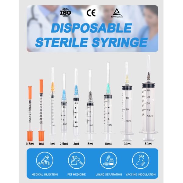Disposable Safety Hypodermic Animal Insulin Syringe 100 Iu Sterile 1ml / 0.5ml with Fixed Needle29/30G
