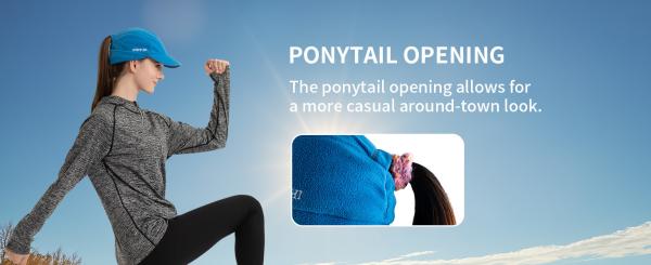Fleece Ponytail Hat for Women Reflective Winter Hat with Drop Down Ear Warmer