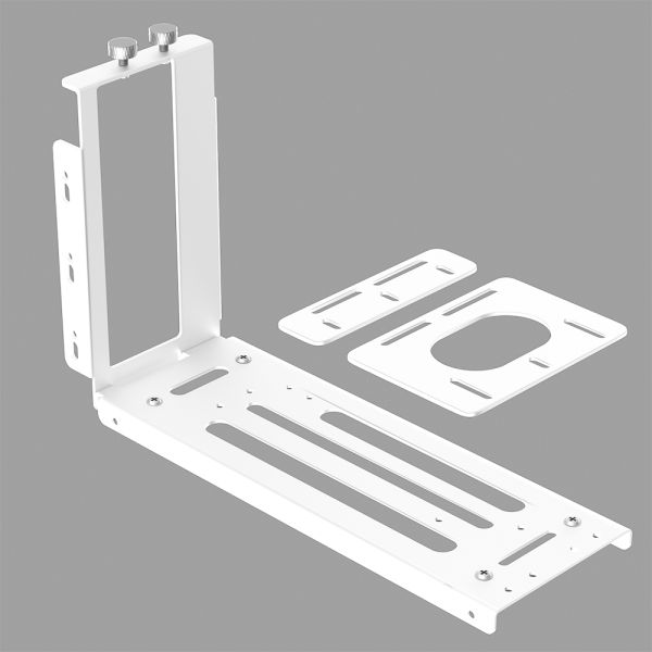 Vertical GPU Mount Bracket with 2 Slots and Durable Metal Construction for eGPU Dock in White