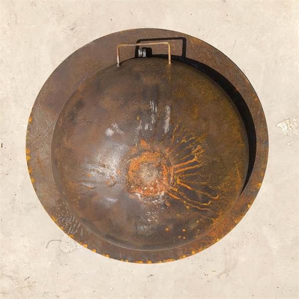 Decorative Wall Mounted Corten Steel BBQ Grill Fire Pit Retractable