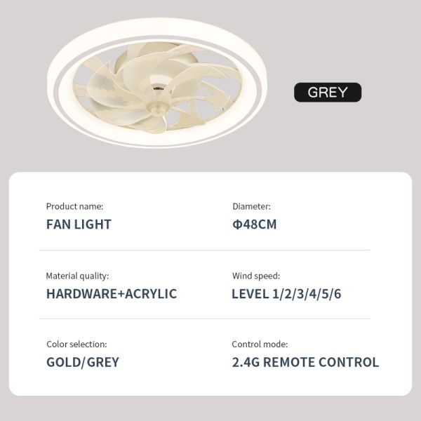 Modern and Simple Home Intelligent Remote Control Restaurant LED Round Acrylic ceiling Fan Light(WH-CLL-59)