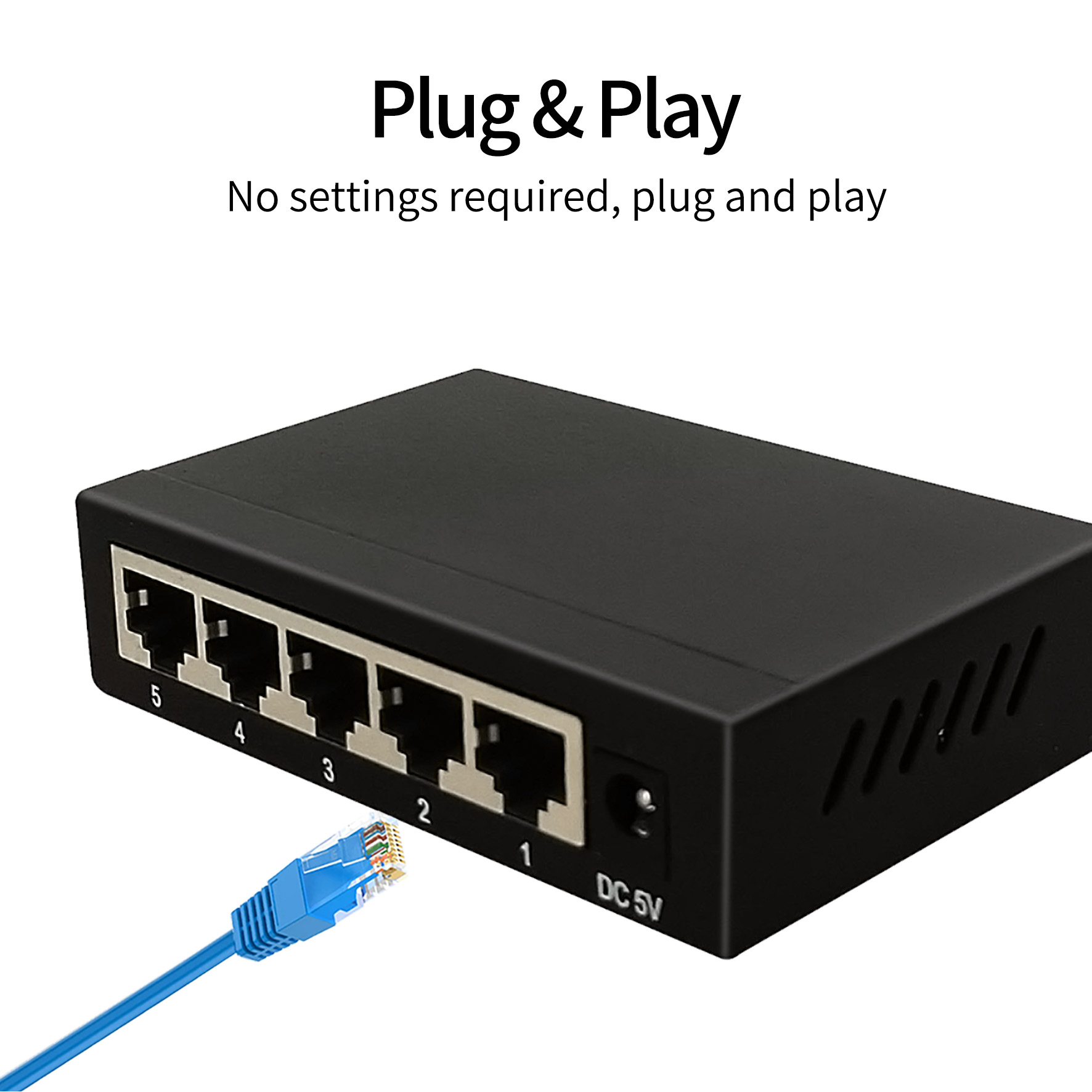 5-Port Gigabit Ethernet Switch Unmanaged Desktop Network Switch Metal Housing Plug & Play TBC-S5005E