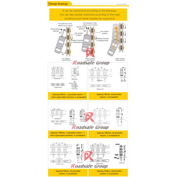 EVA Material Highway Safety Rolling Barrier/Rails & Rail Guards Safety Roller Guardrail Rolling Guard Rails System