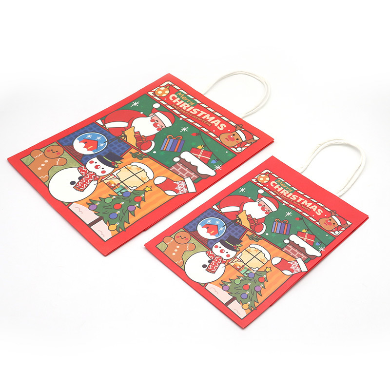 Christmas Kraft Paper Gift Bags Durable Paper Jewelry Bag For Holiday Goody Items