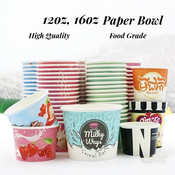 Different Size 12oz 16oz Logo Printed Ice Cream Paper Cup Eco Friendly Stocked Bowl