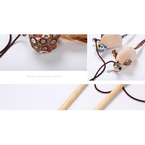 Любимец кота цыпленка форменный забавляется ручка дразнилки с игрушками пера деревянными для котов