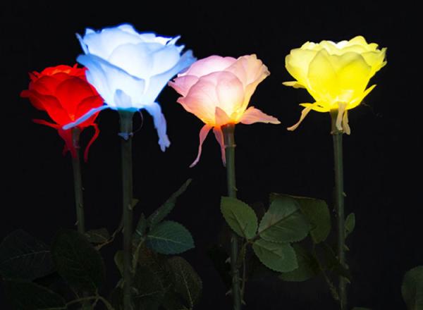 LED Silicone Rose Lights Lawn Simulation Flower Lamp Garden Courtyard Beautiful Display Bright Landscape Decorative