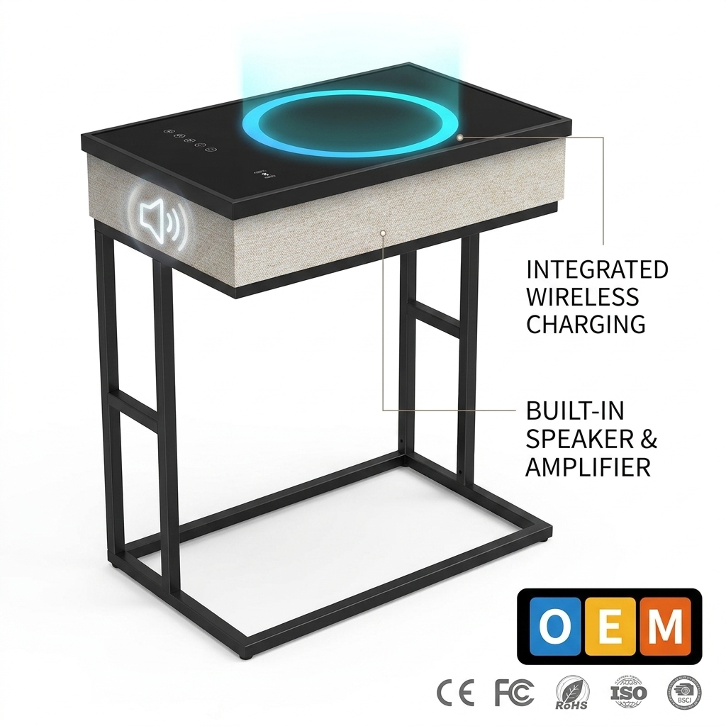 Wireless Charging Side Table A2 65W Multi Functional Bedside Table Modern Bedroom