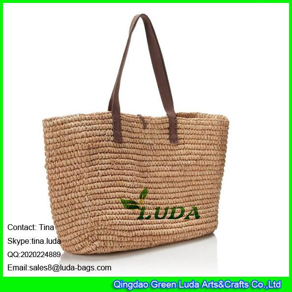 LUDA natural raffia crochet women bag shoulder tote beach bag