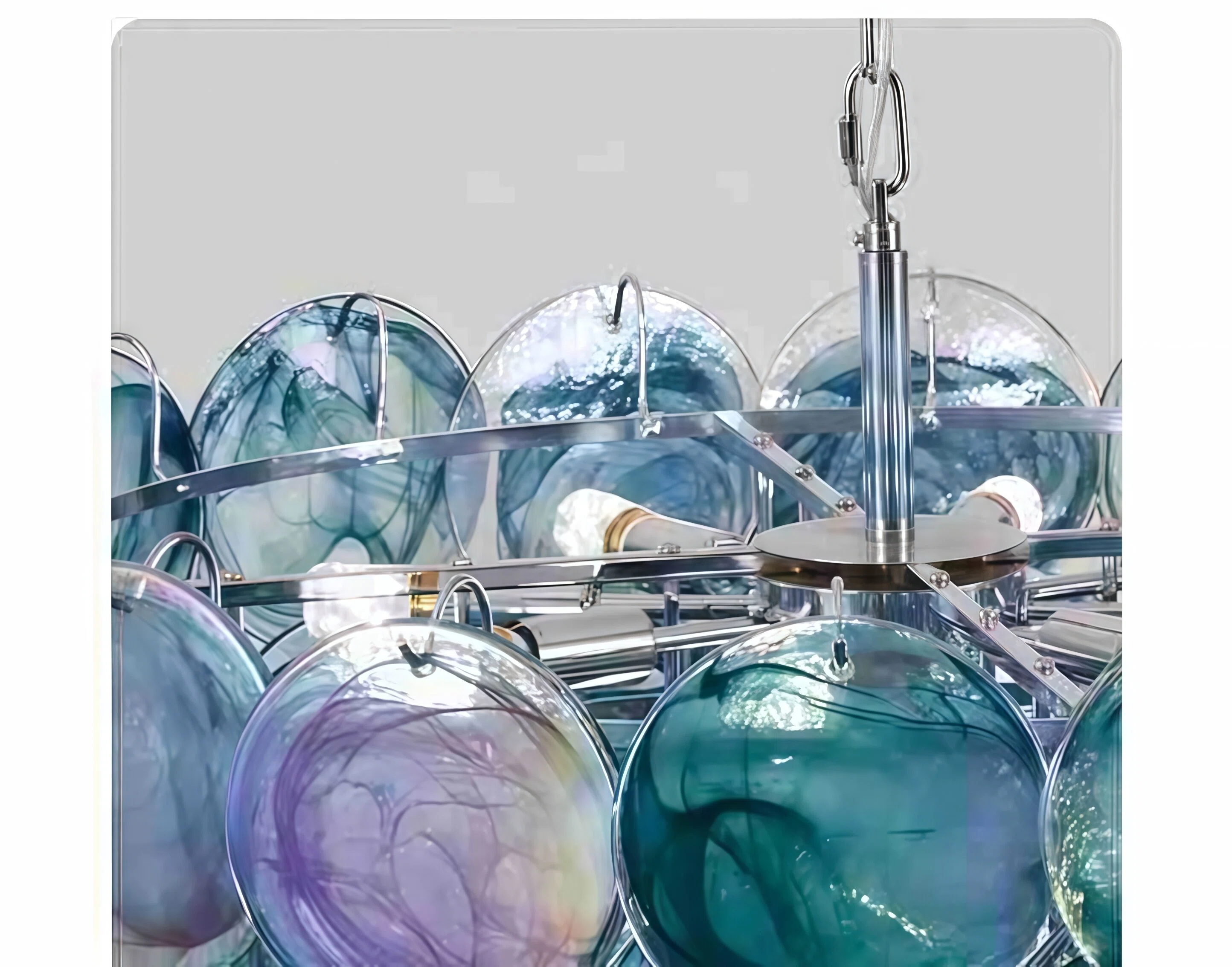 JYLIGHTING Artistic Disc‑Form Hand‑Blown Glass Chandelier, Cluster‑Style Suspension Lighting for High‑end Residential and Commercial Interior Decoration
