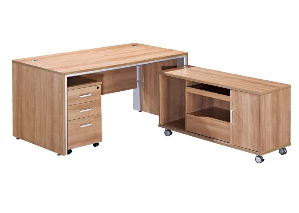 Melamine Laminated Surface Executive Office Desk With Mobile Side Return Cabinet