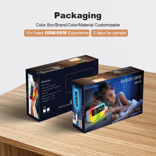 OEM Acceptable Rechargeable Digital Alarm Clock RGB Speaker LED Night Lights Bedside Lamp Sleeping Relaxation Alarm