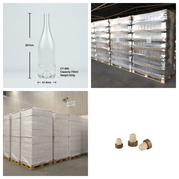 Flint 750ml Liquor Bottles Wholesale Cork Top For Brandy 520g CY-894