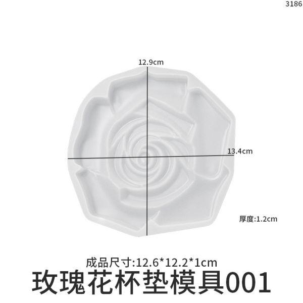 DIY Glue Rose Jewelry Tray, Ring Earring Storage Tray, Gypsum Cup Mat, Silicone Mold