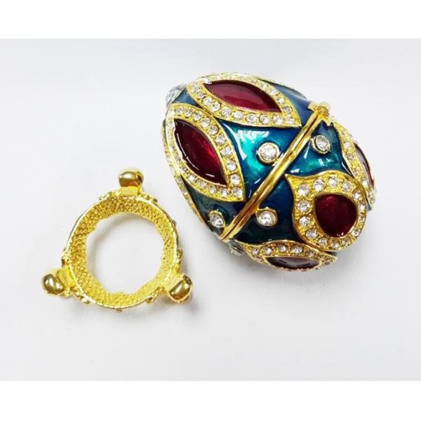 Enamel Faberge Easter Egg Jewelry Box Metal Enameled Painted Easter Egg Jewelry Trinket Box Organizer Home Decoration