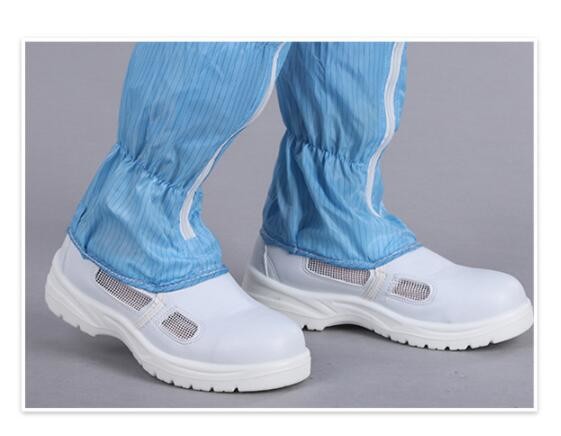 Blue Dustproof Pvc Sole Anti Static Shoes Workshop Four Mesh Long Booties