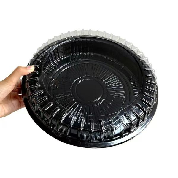 Custom Round Sushi Packaging Box Disposable Black Takeaway Sushi Food Box Japanese Salmon Sashimi Platter Packaging Box