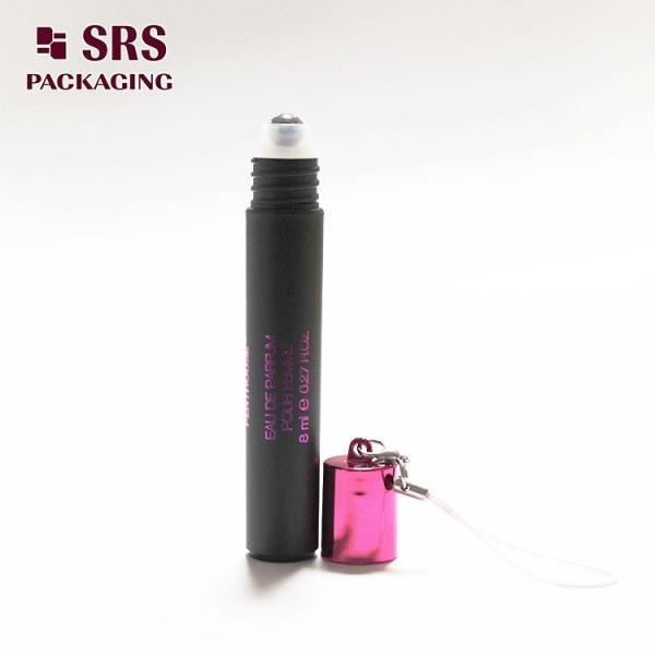 SRS Empty Cosmetic Plastic Roller Ball Bottles Black Color 8ml With Hook