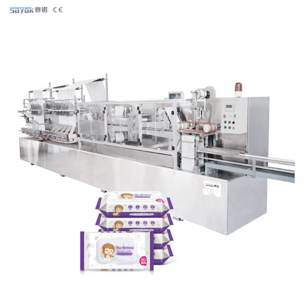Compact Design 120pcs / Pack Wet Wipes Making Machine With Slittings Baby Wipes Machinery