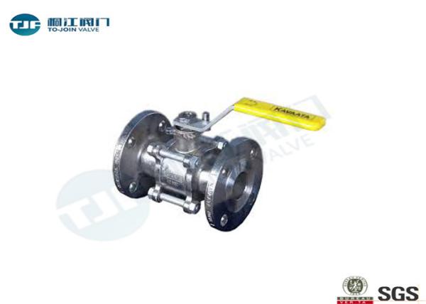 Three Piece Industrial Ball Valve , PN40 / 16 Flanged Full Port Ball Valve